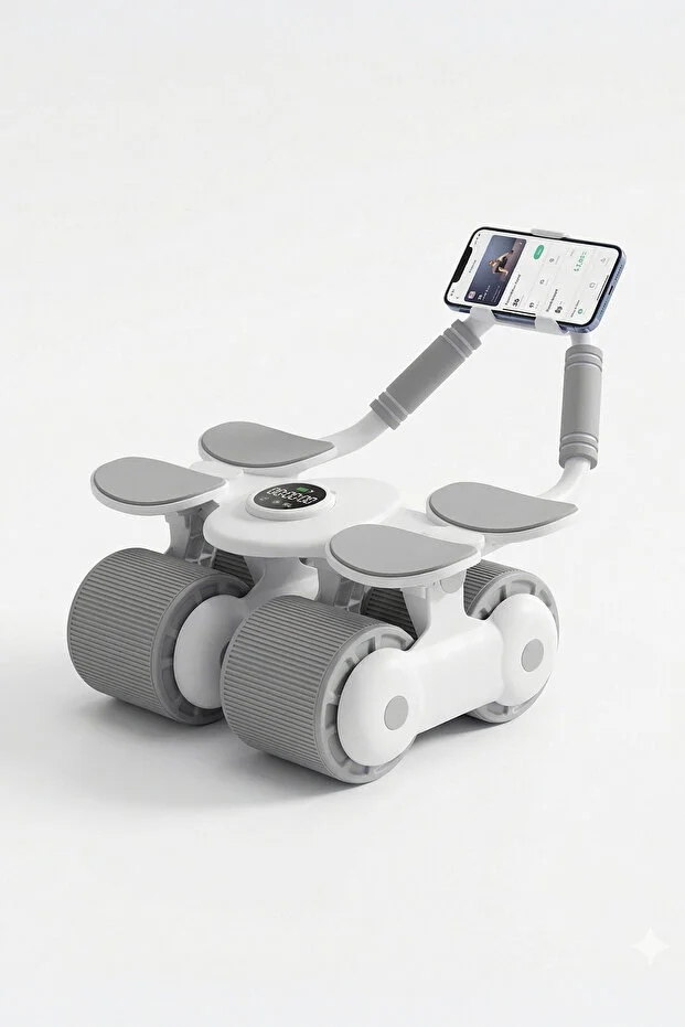 4 Tekerlekli Ab Roller Mekik Aleti – Telefon Tutuculu Karın Egzersiz Tekerleği | Ev Fitness Aleti